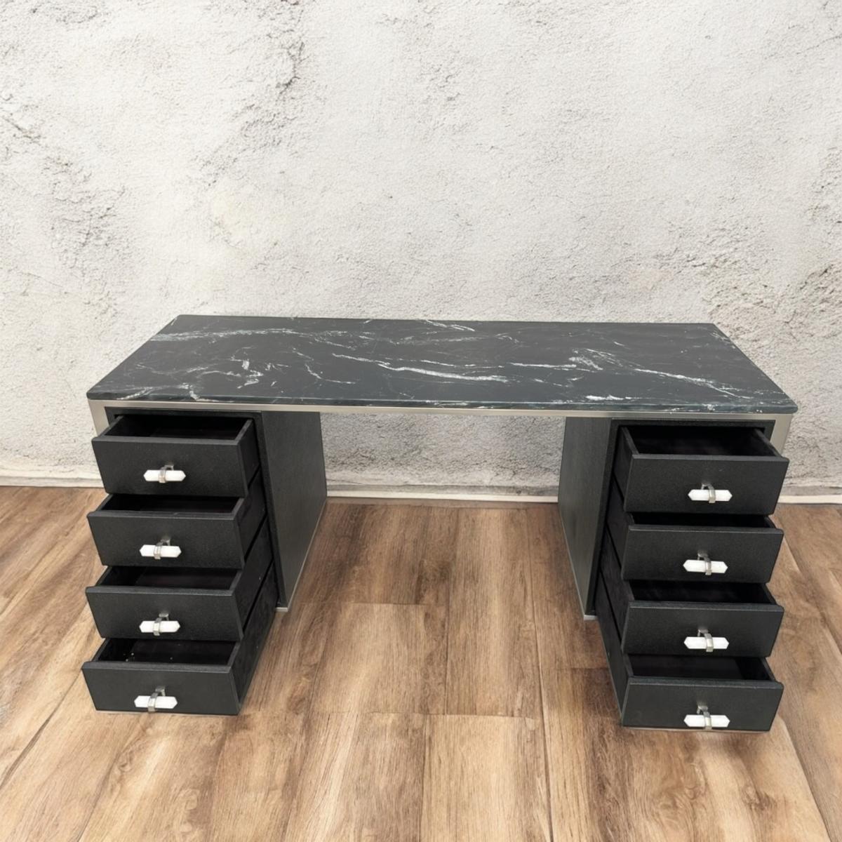 Black Marble Pedestal Desk