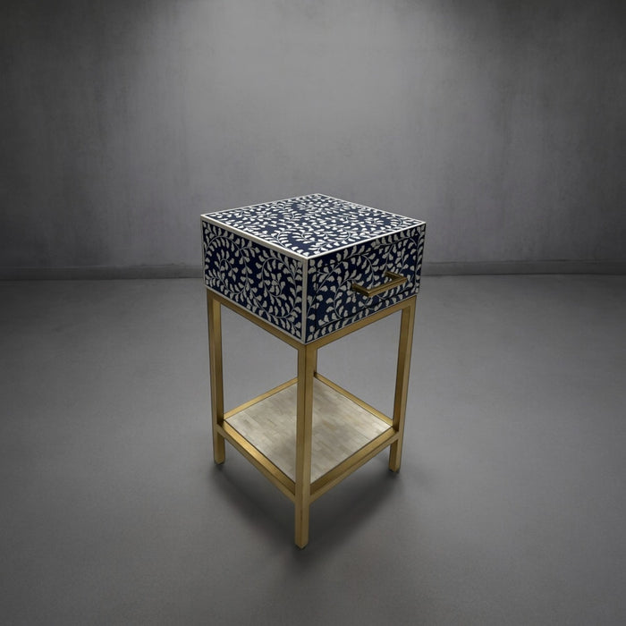 Blue Bone Inlay Bedside Table