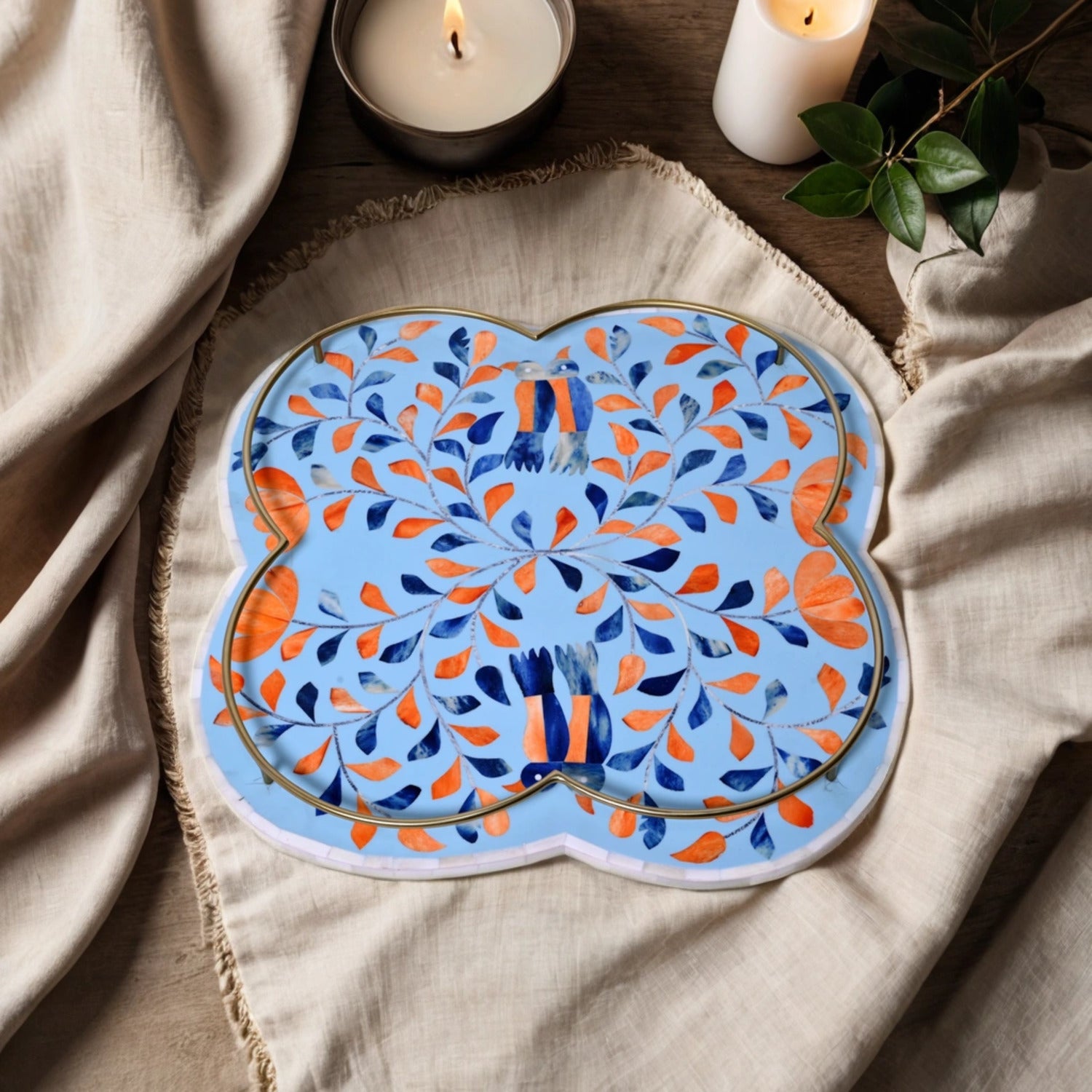 Clover Tray Bone Inlay - ipse ipsa ipsum