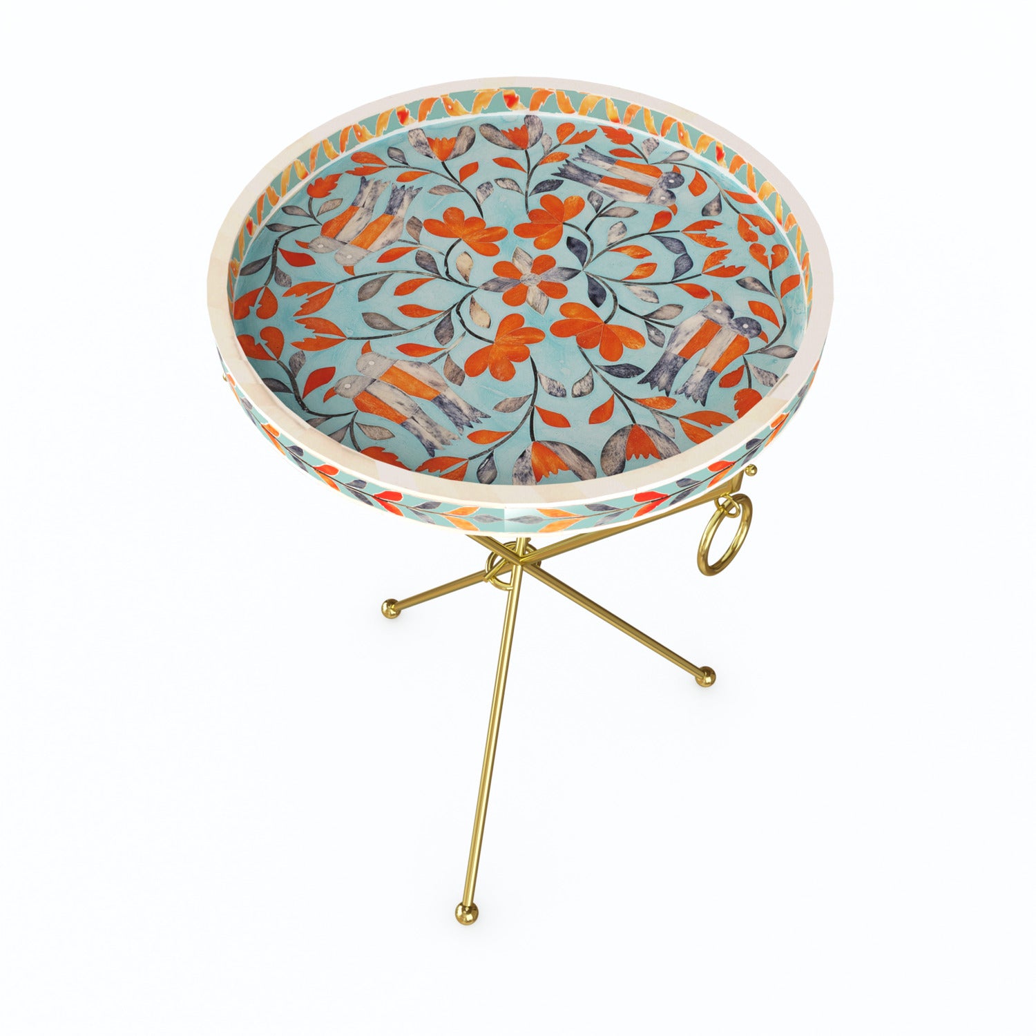 Large Peranakan Floral Bone Inlay Side Table - ipse ipsa ipsum