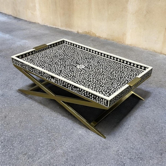 Nymeria Bone Inlay Coffee Table - Black & Ivory