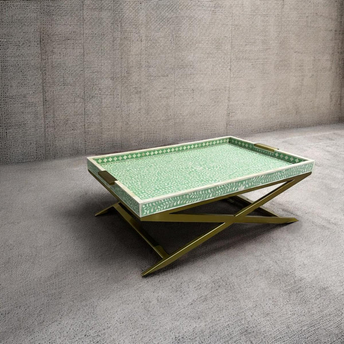 Nymeria Bone Inlay Coffee Table - White & Green