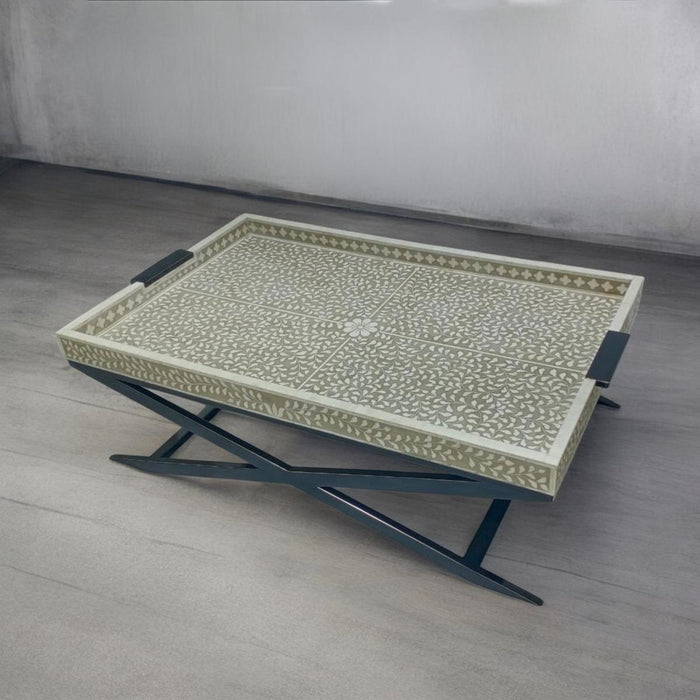 Nymeria Bone Inlay Coffee Table - White & Grey