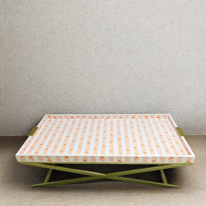 Nymeria Bone Inlay Coffee Table - White & Orange