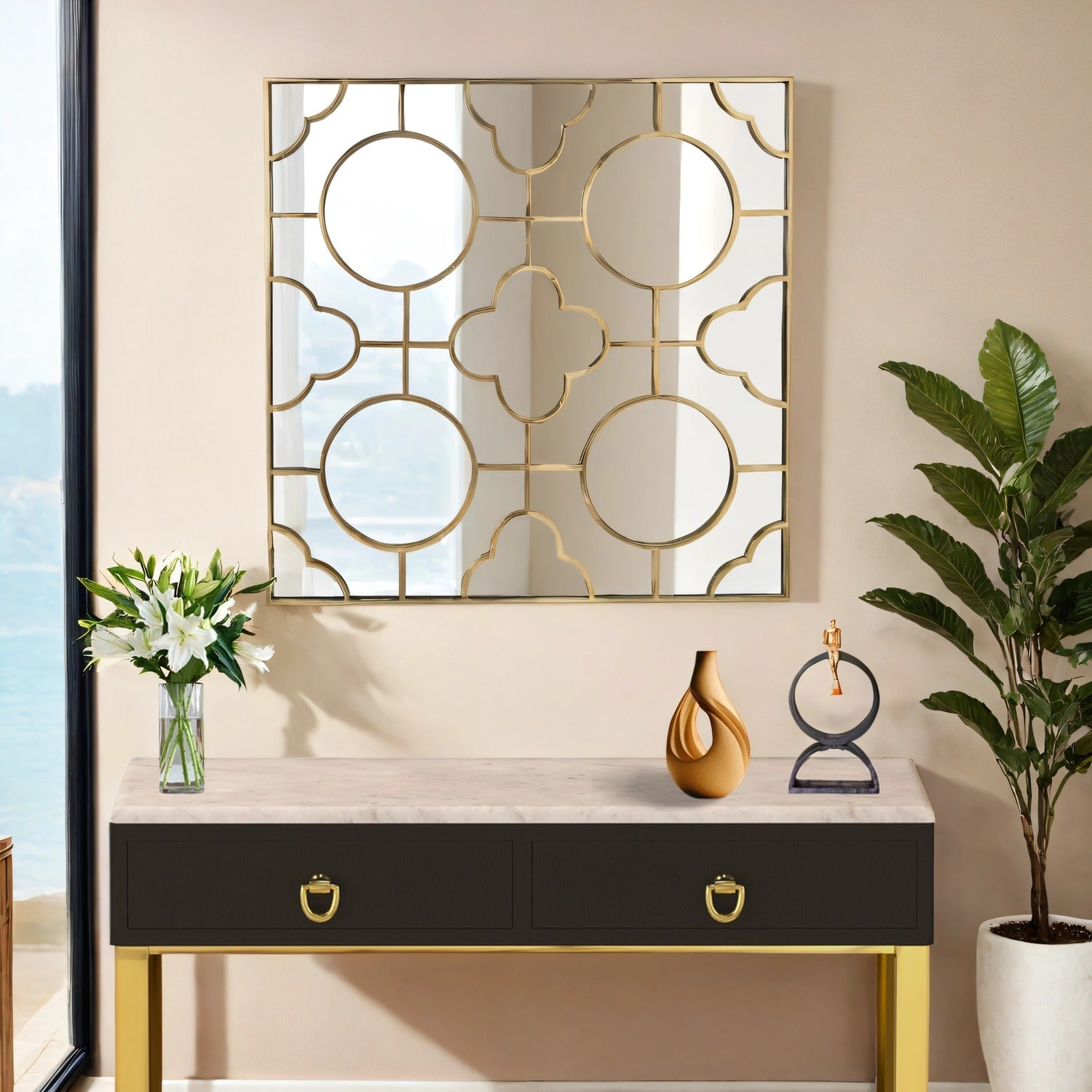 Patterned Mirror - Antique Brass - ipse ipsa ipsum