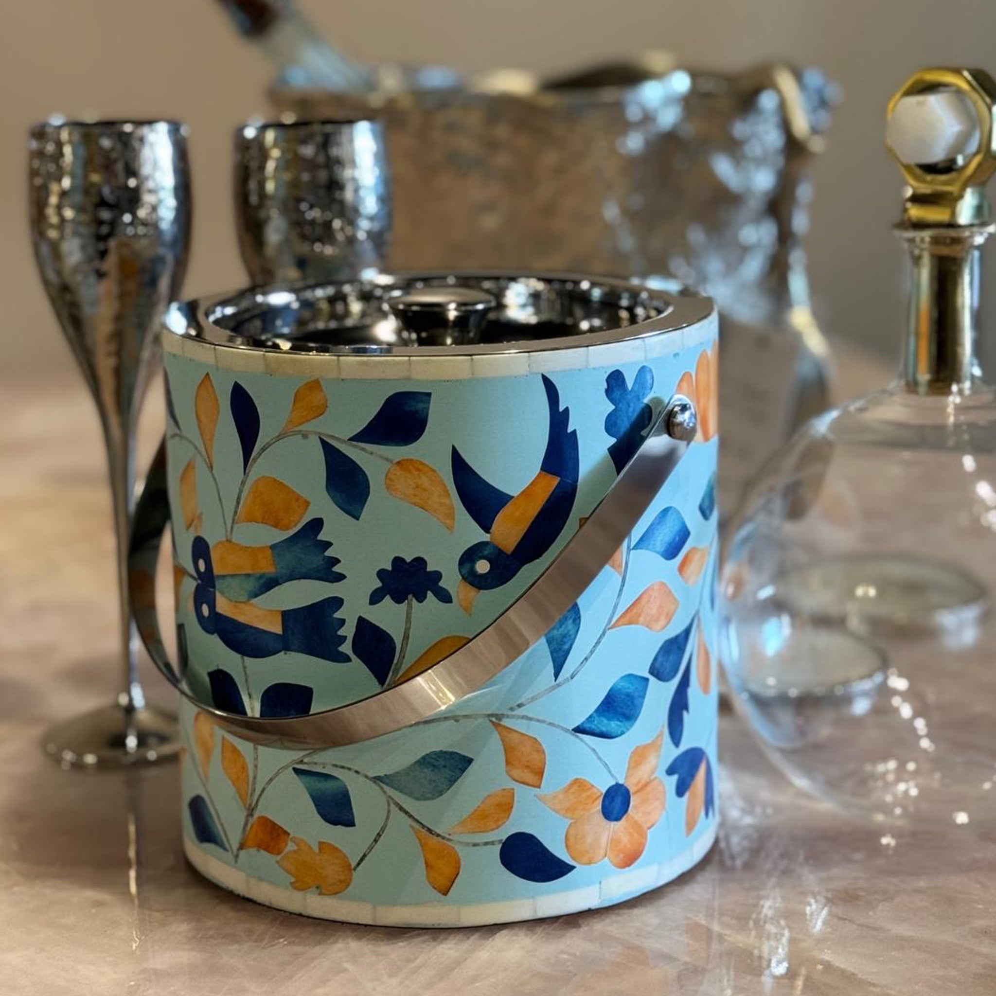 Peranakan Ice Bucket - Double Wall with Lid