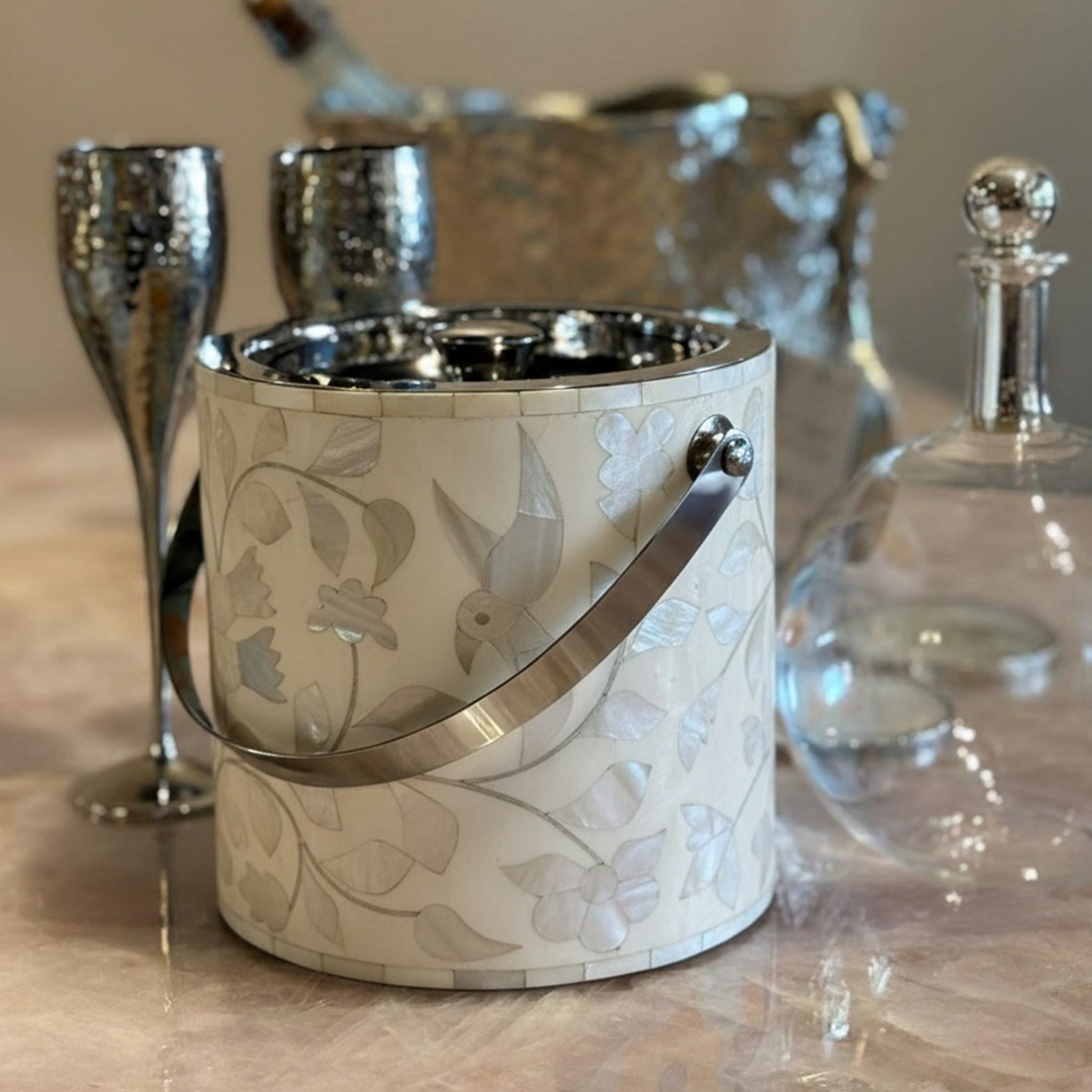 Peranakan Ice Bucket - Double Wall with Lid