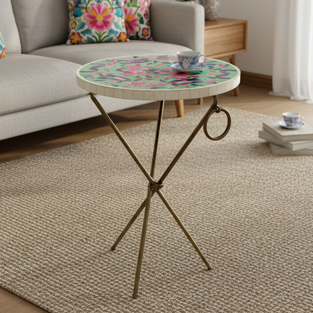 Pink & Green Peranakan Inlay Collapsible Flat Top Table (Small) – Pret