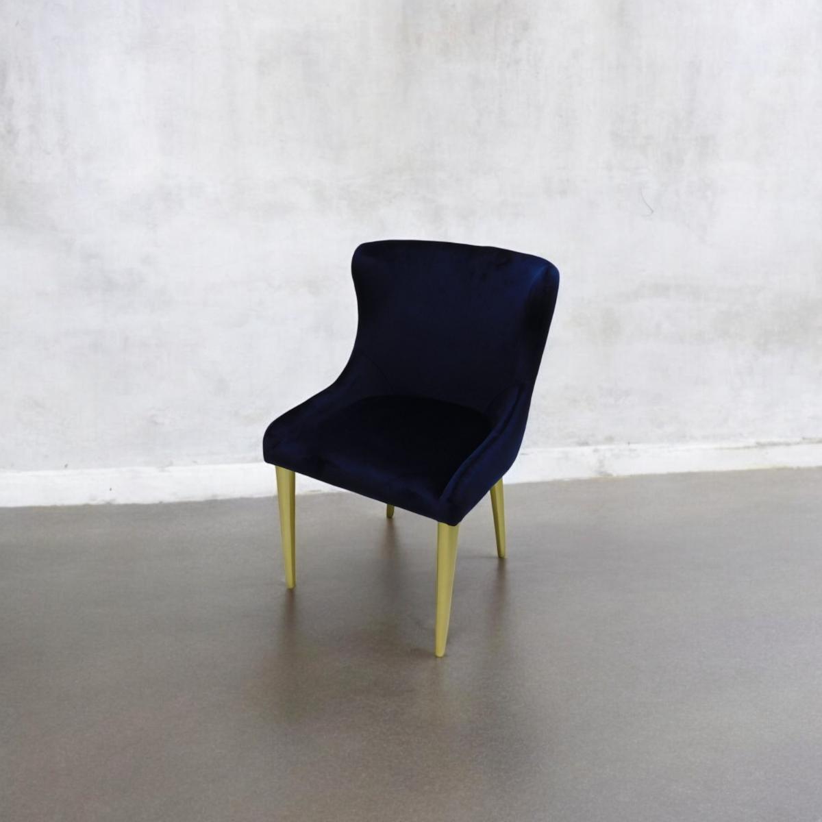Retro Dining Chair - Dark Blue Velvet