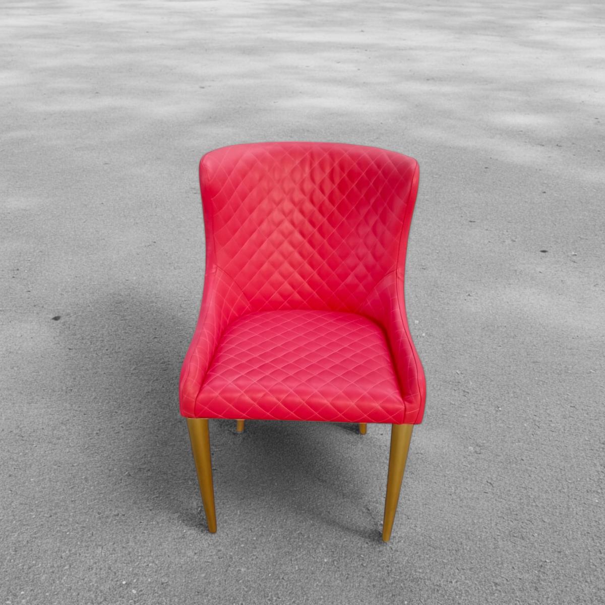 Retro Dining Chair - Red Leather