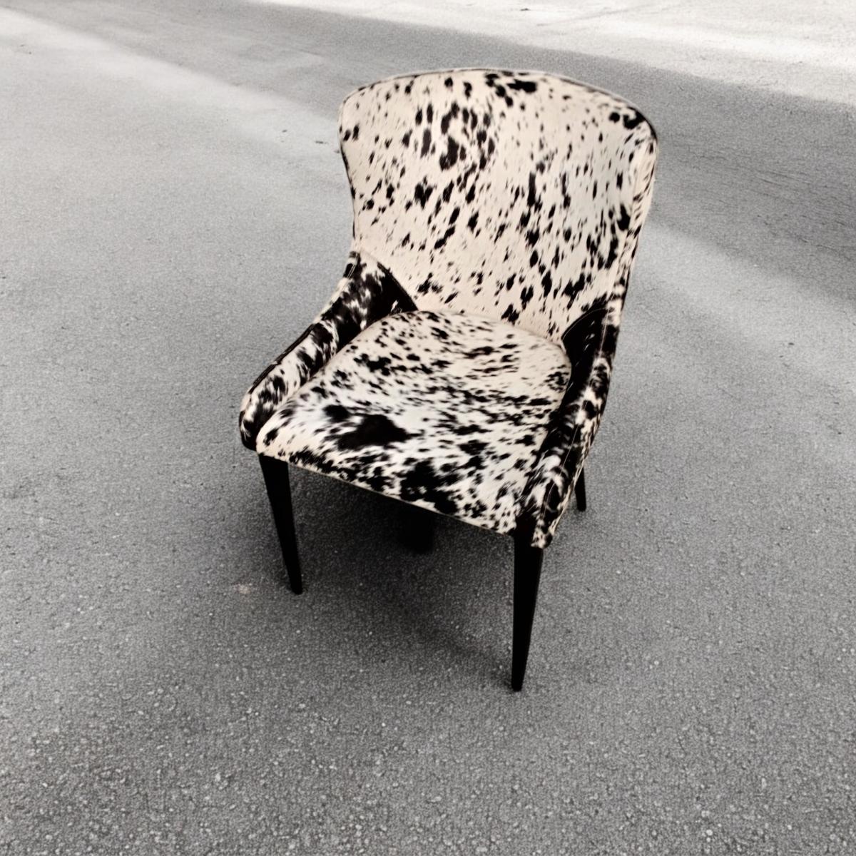 Retro Dining Chair Black & White Hide