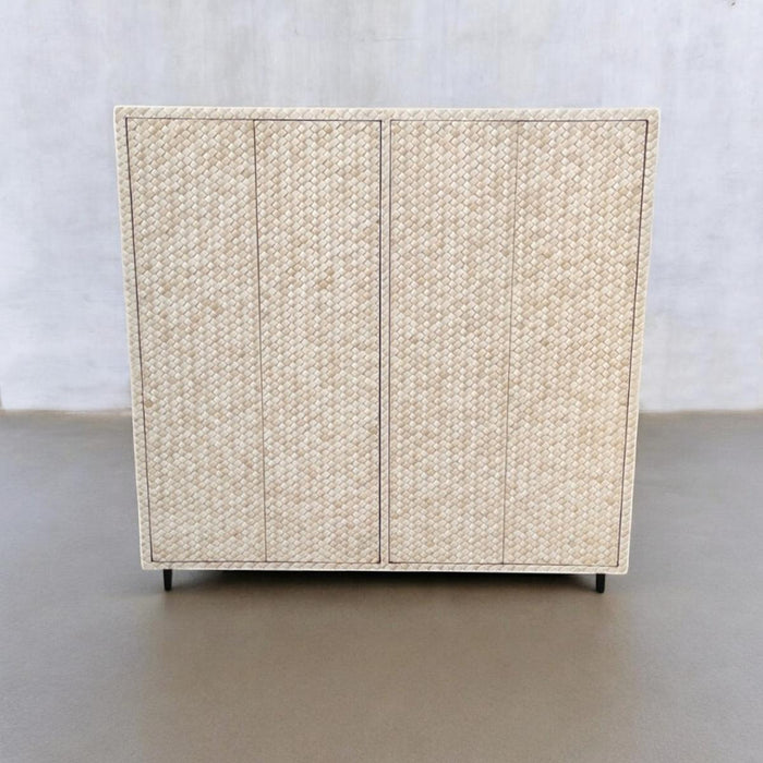Tall Cabinet Bone Inlay Basket Weave