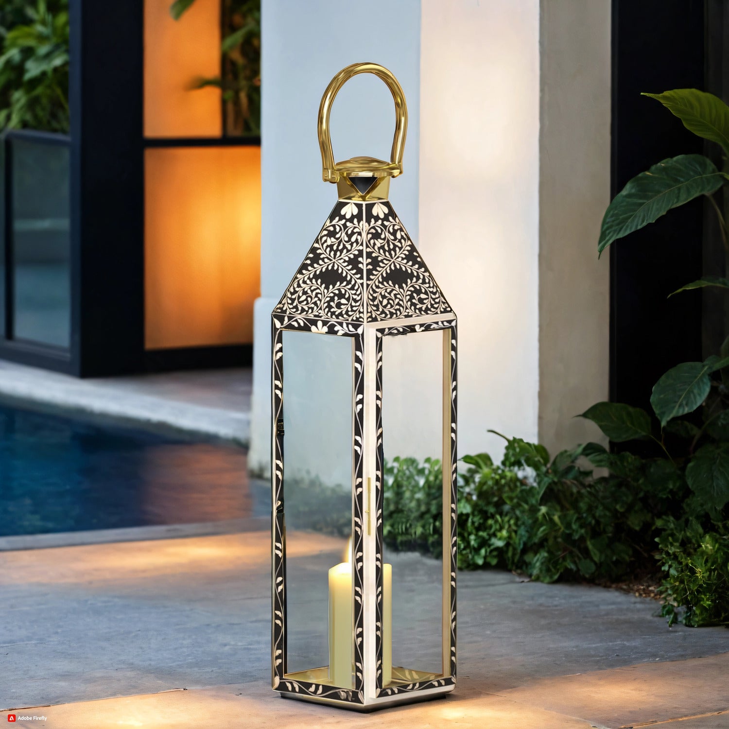 Tall Duxton Glass Indoor Decorative Lantern - ipse ipsa ipsum