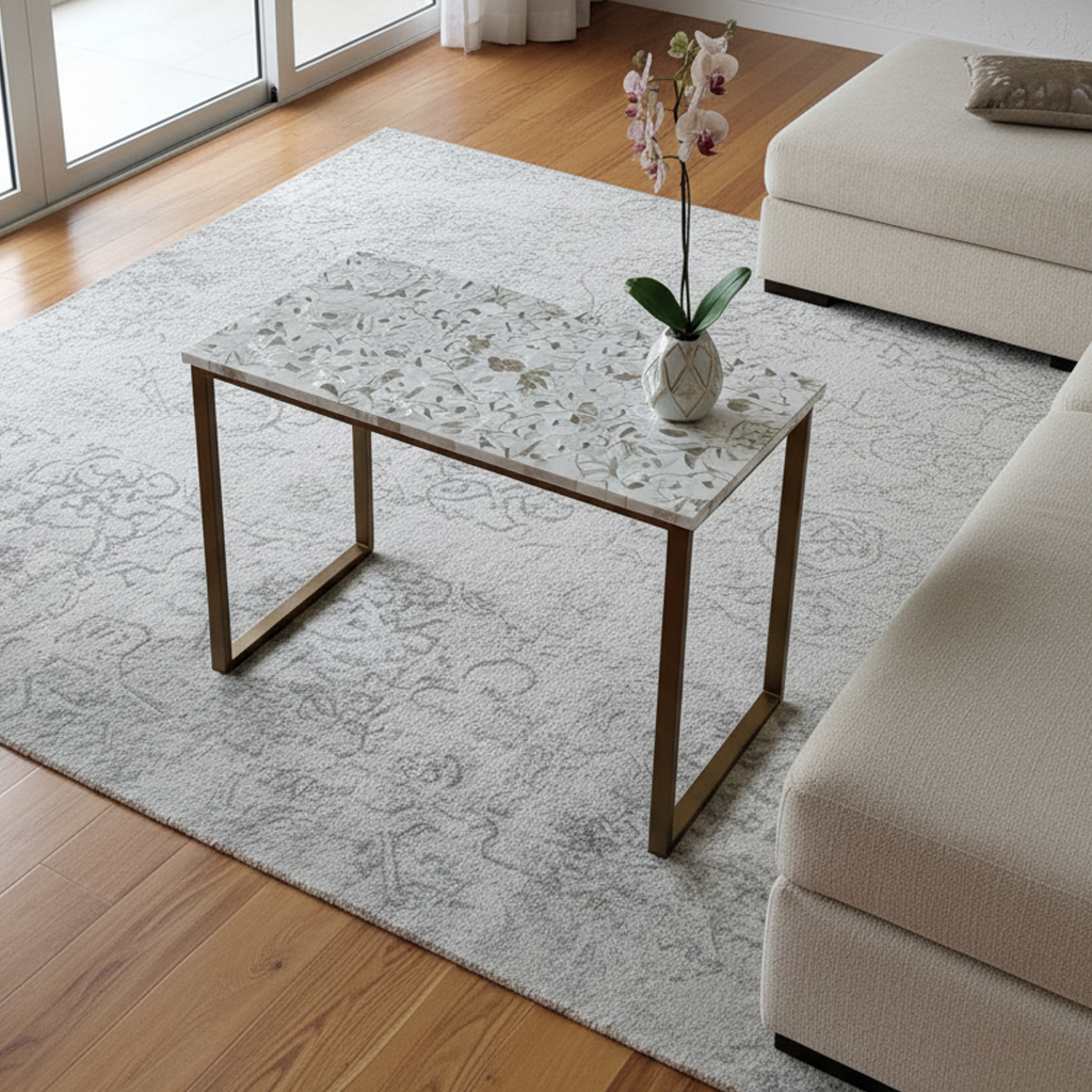 White on White MOP Elizabeth Table with Flat Top – Pret