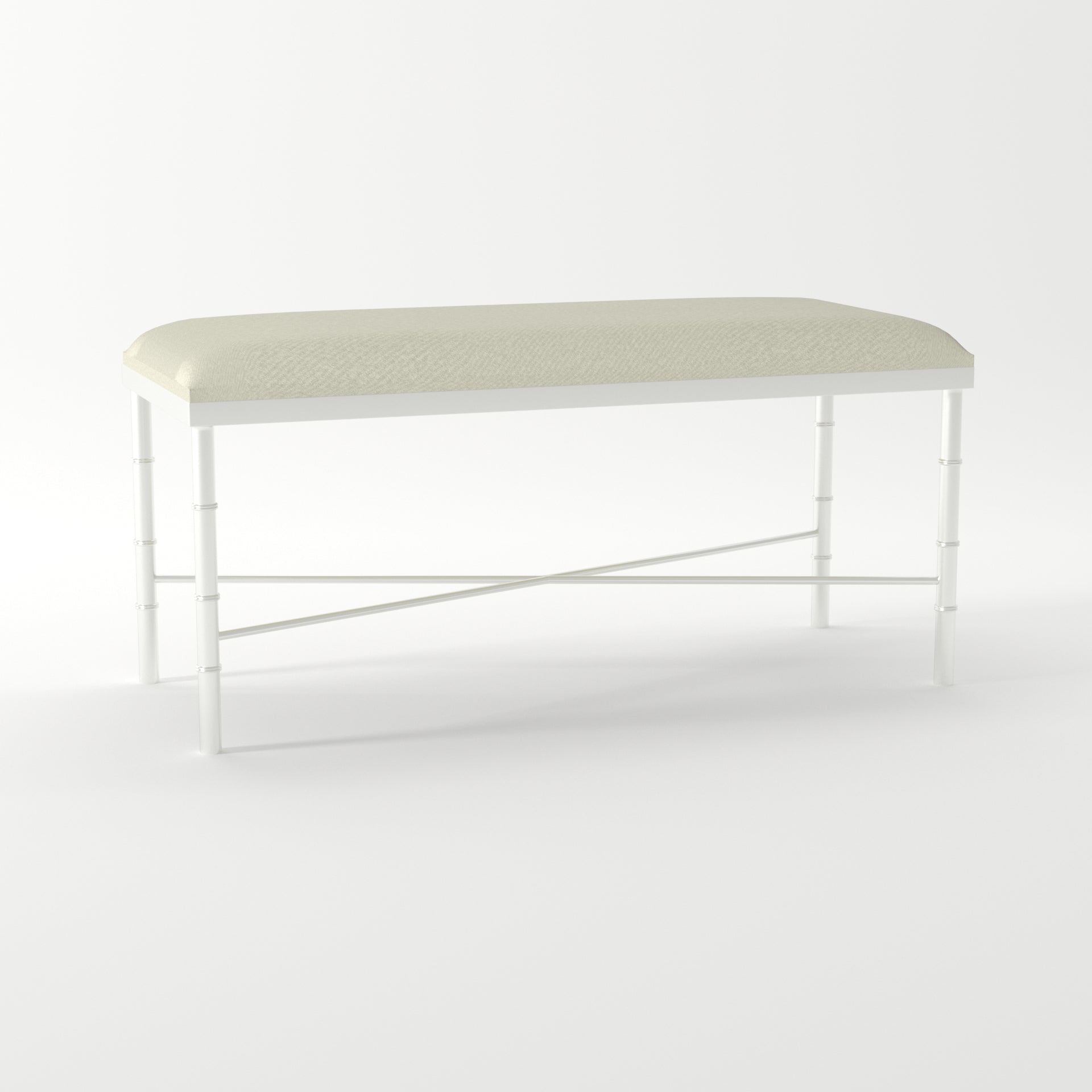 Bamboo White Velvet Cowhide Ottoman - ipse ipsa ipsum