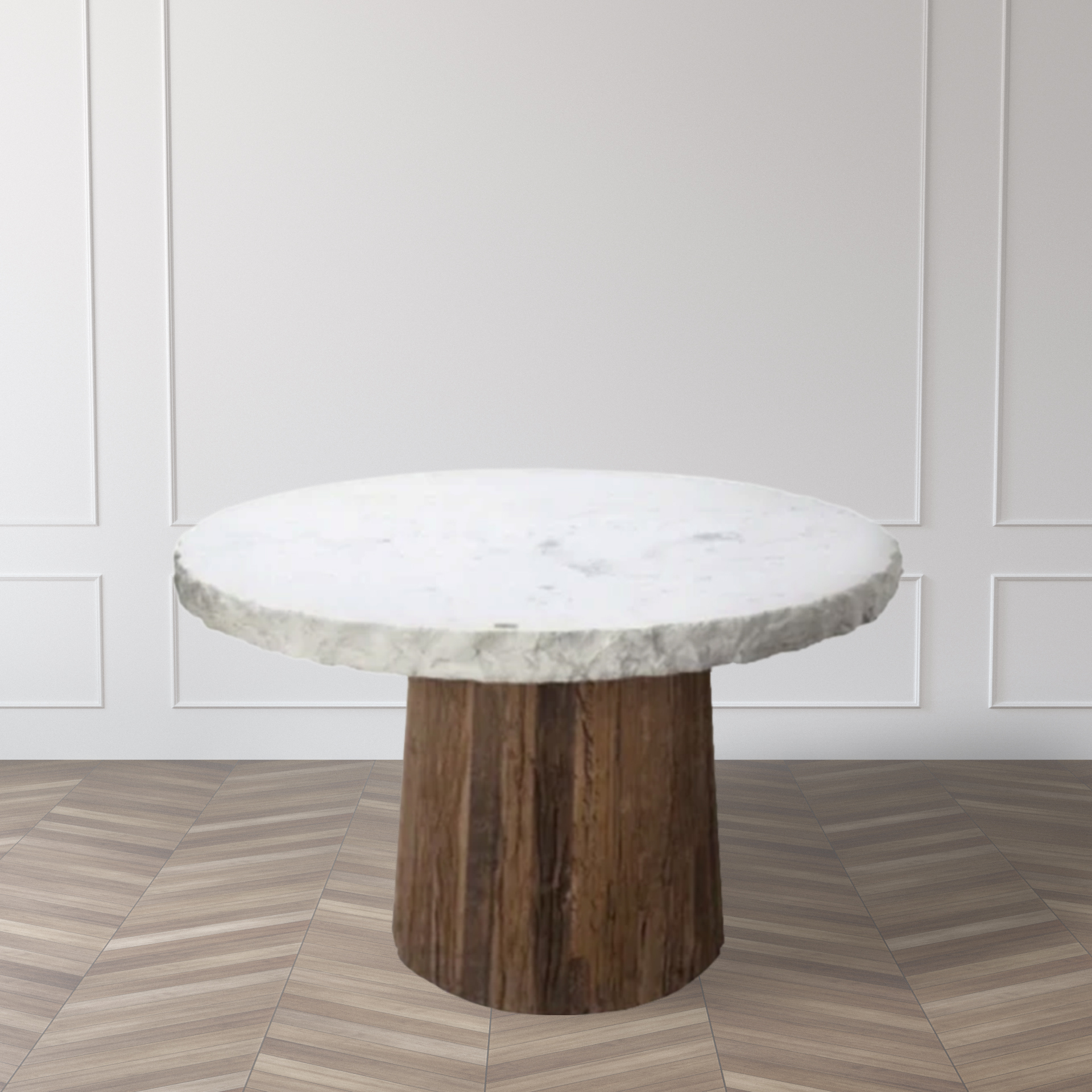 Bara Pathar White Marble Round Dining Table - ipse ipsa ipsum