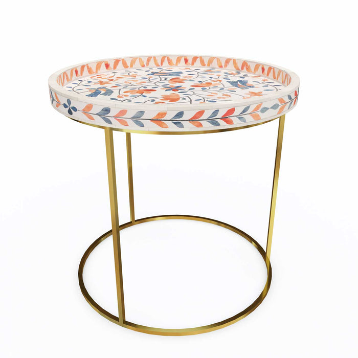 Armenian Bone Inlay Round Side Table - ipse ipsa ipsum