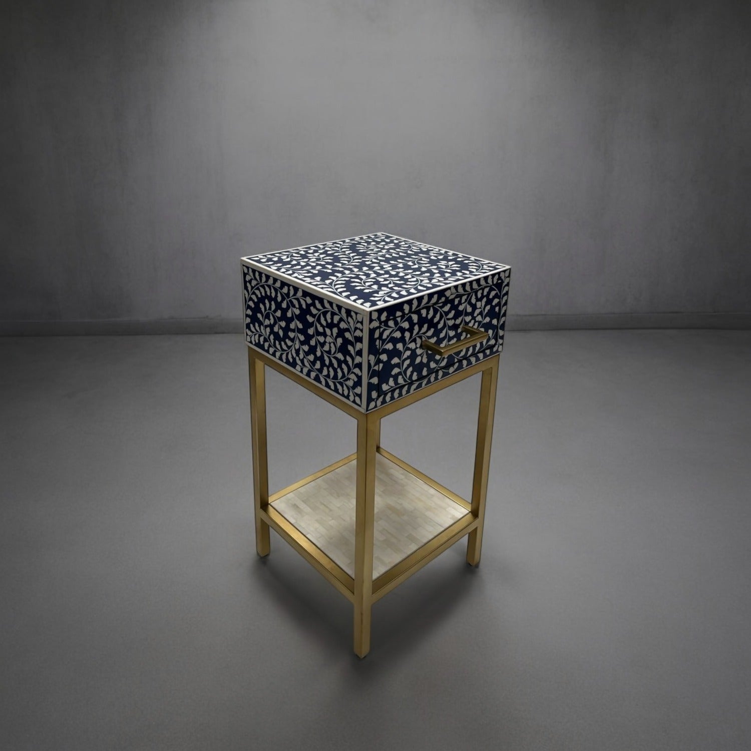 Blue Bone Inlay Bedside Table- ipse ipsa ipsum