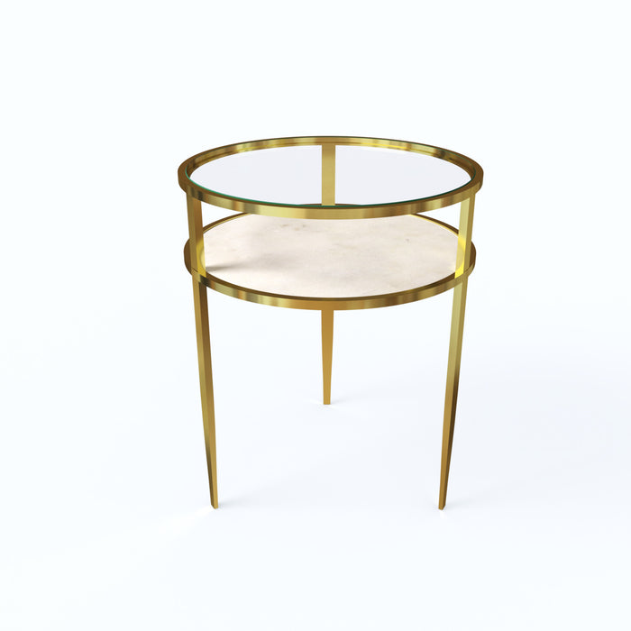 Charlotte's Glass White Marble Side Table - ipse ipsa ipsum