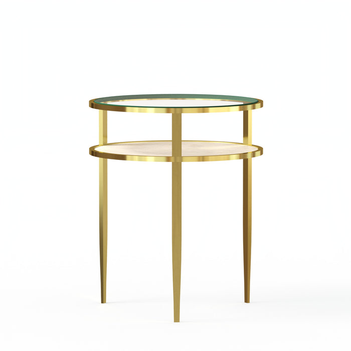 Charlotte's Glass White Marble Side Table - ipse ipsa ipsum