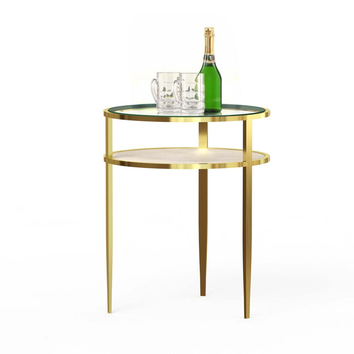 Charlotte's Glass White Marble Side Table - ipse ipsa ipsum