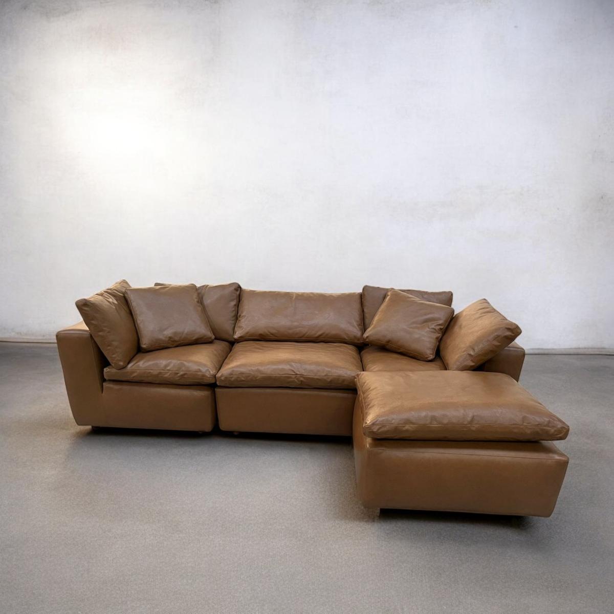 Floating Leather Sofa - Dark Vitalo leather