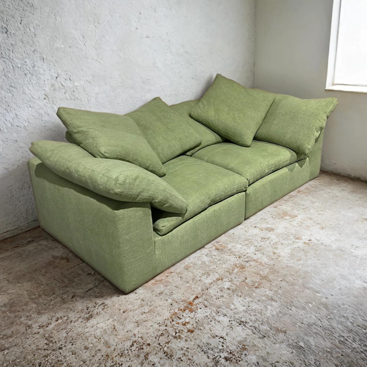 Floating Sofa - High Performance Fabric - Green Cotton