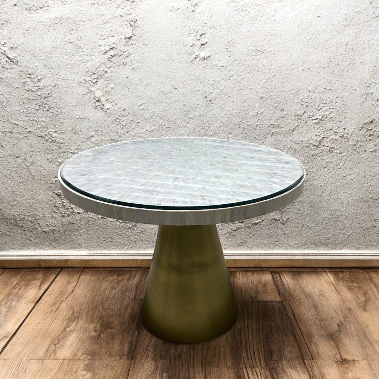 Sunburst Robertson Table with glass top