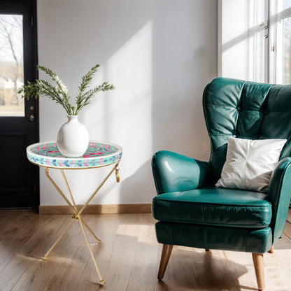 Large Peranakan Floral Bone Inlay Side Table - ipse ipsa ipsum