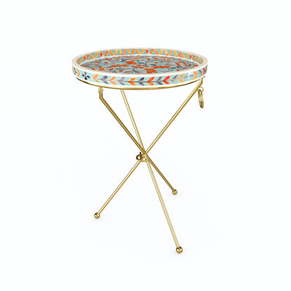 Large Peranakan Floral Bone Inlay Side Table - ipse ipsa ipsum