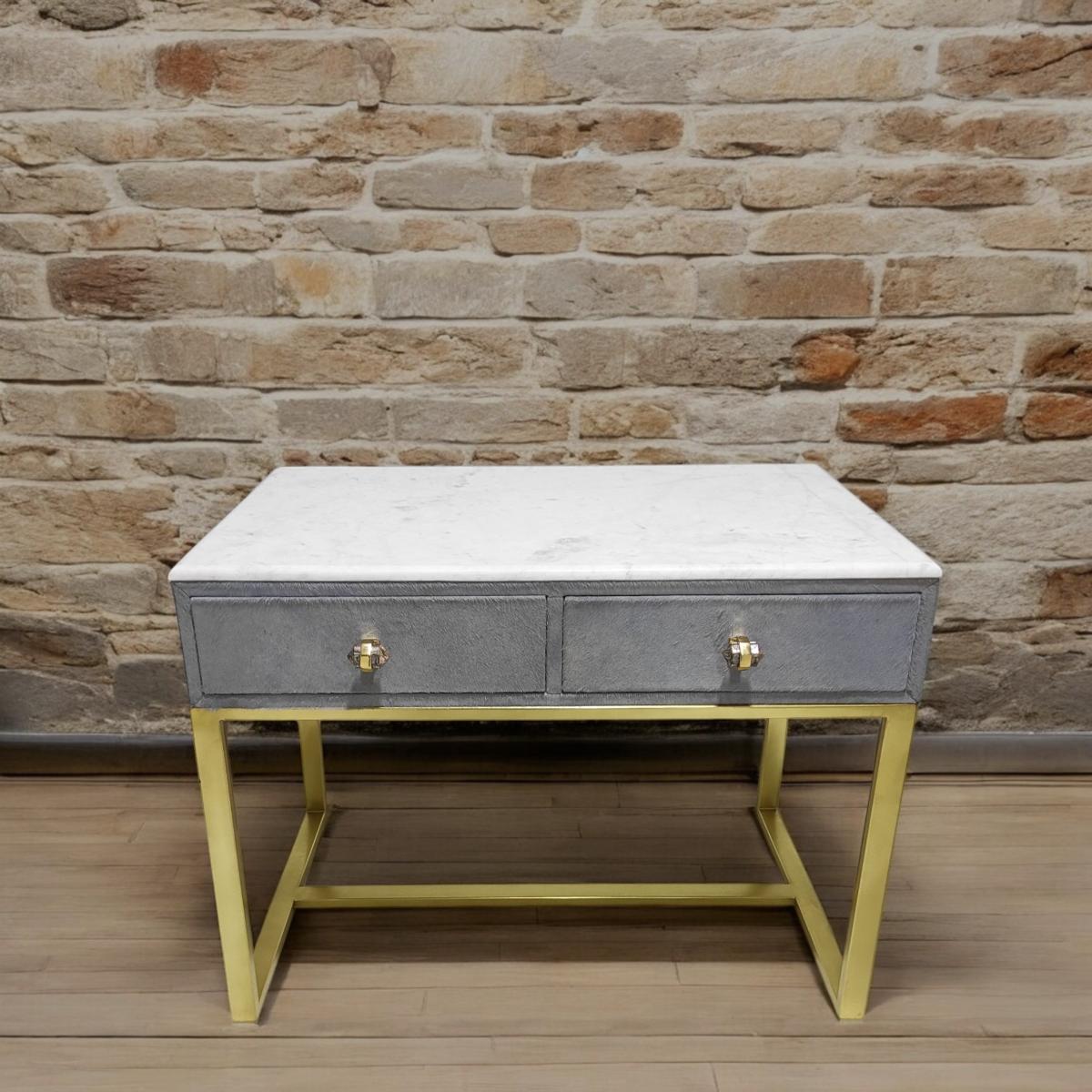 Luxe Marble Leather Noir Desk