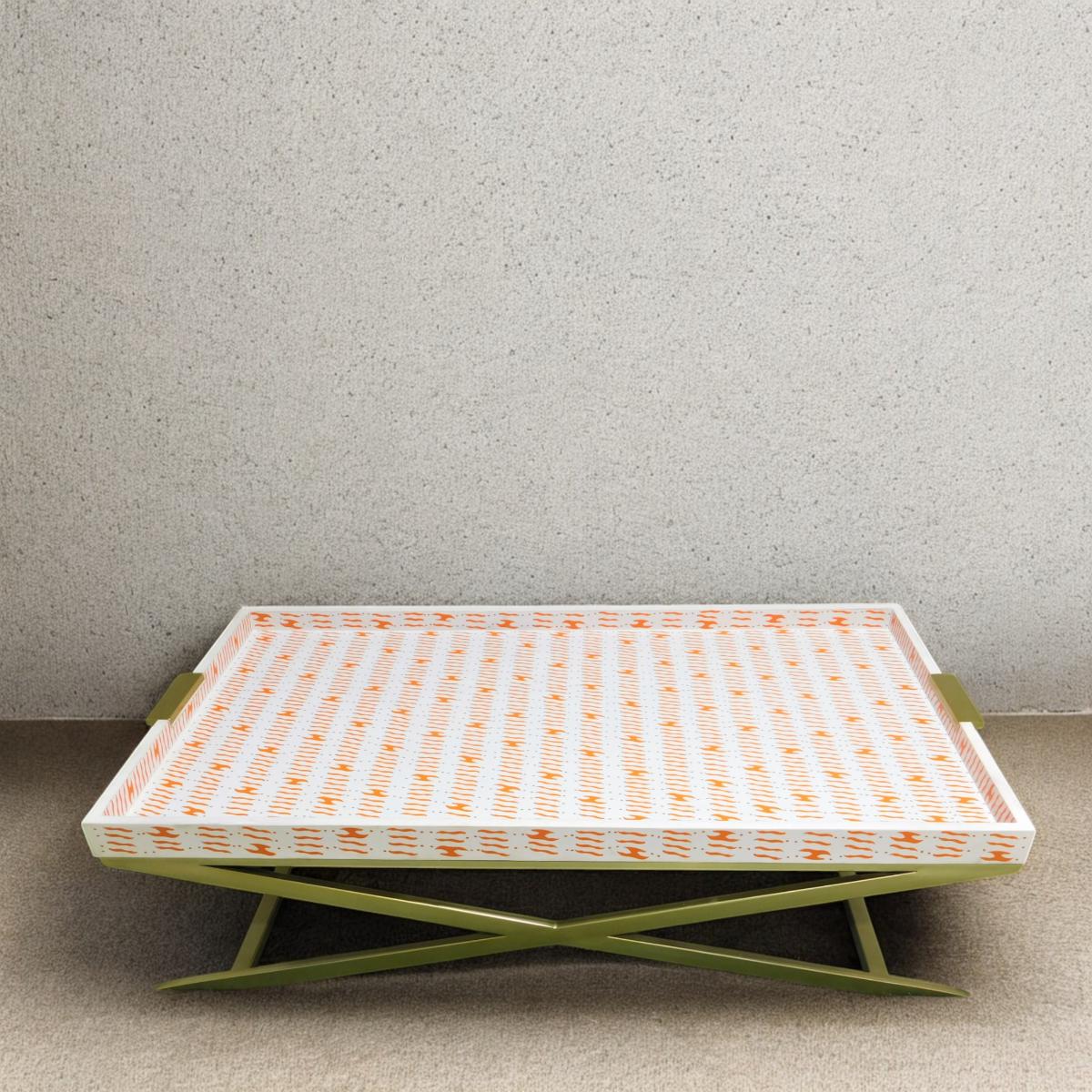 nymeria bone inlay coffee table - white and orange - ipse ipsa ipsum