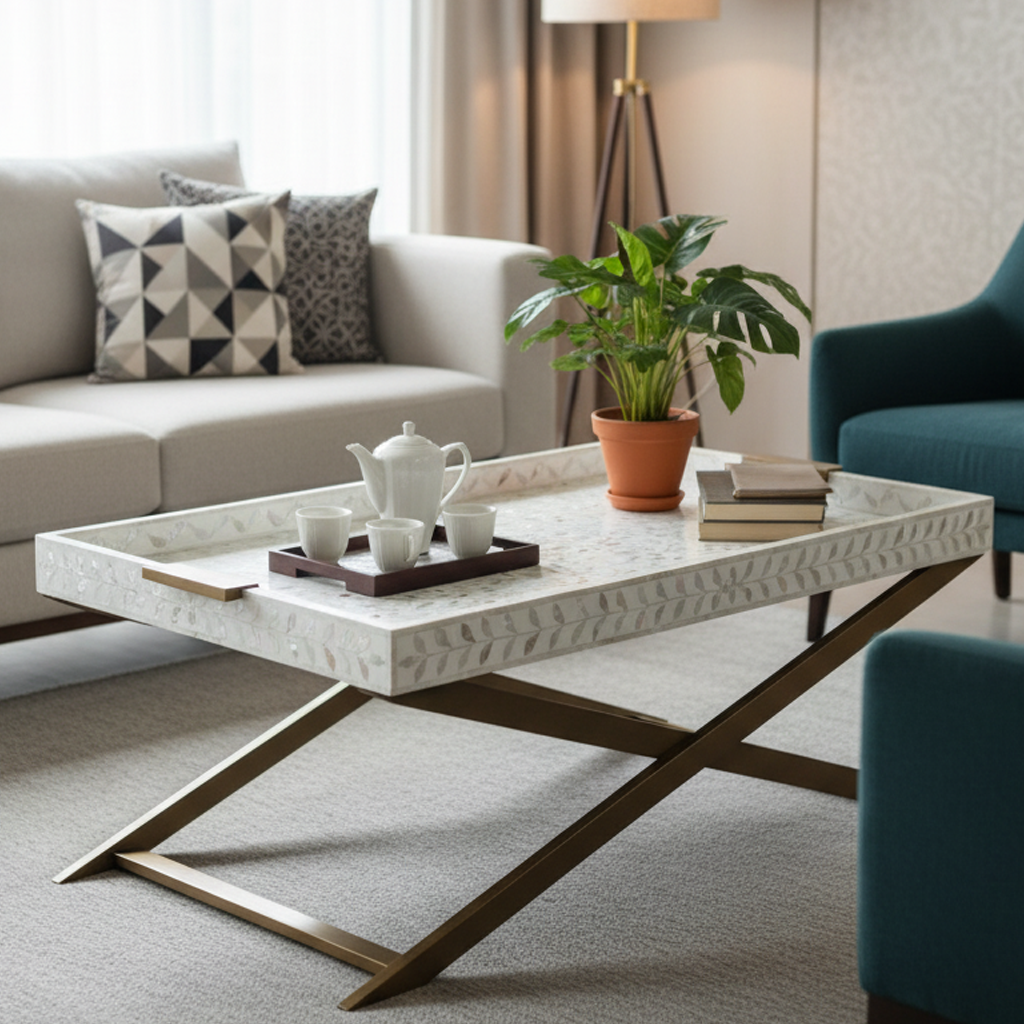 White on White MOP Nymeria Coffee Tray Table – Pret