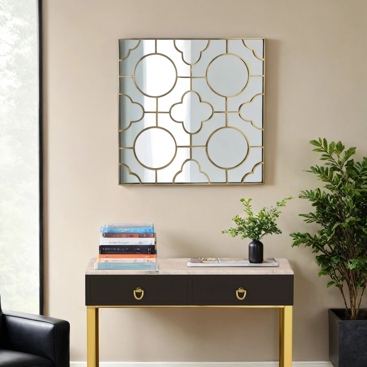 Patterned Mirror - Antique Brass - ipse ipsa ipsum