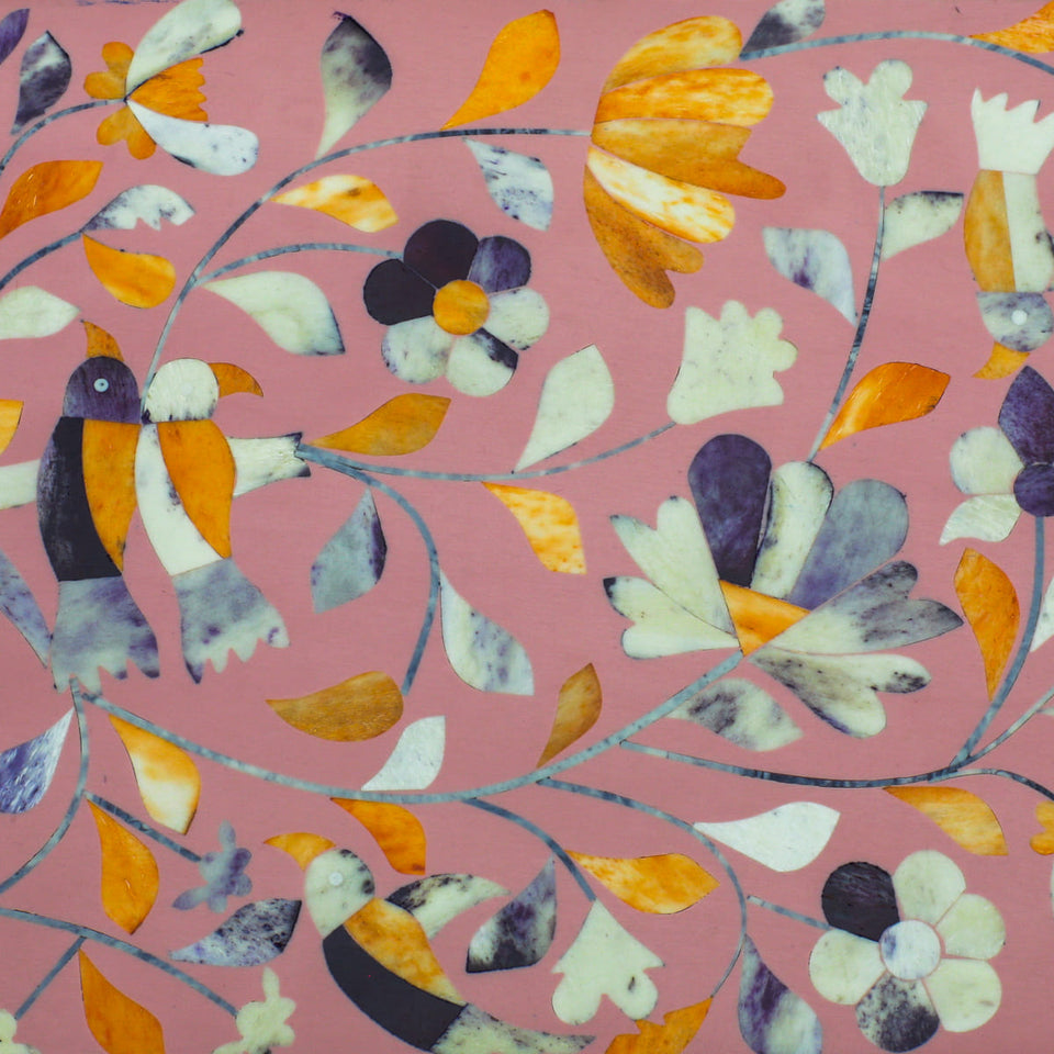 Peranakan Pink, Blue, & Orange Bone Inlay