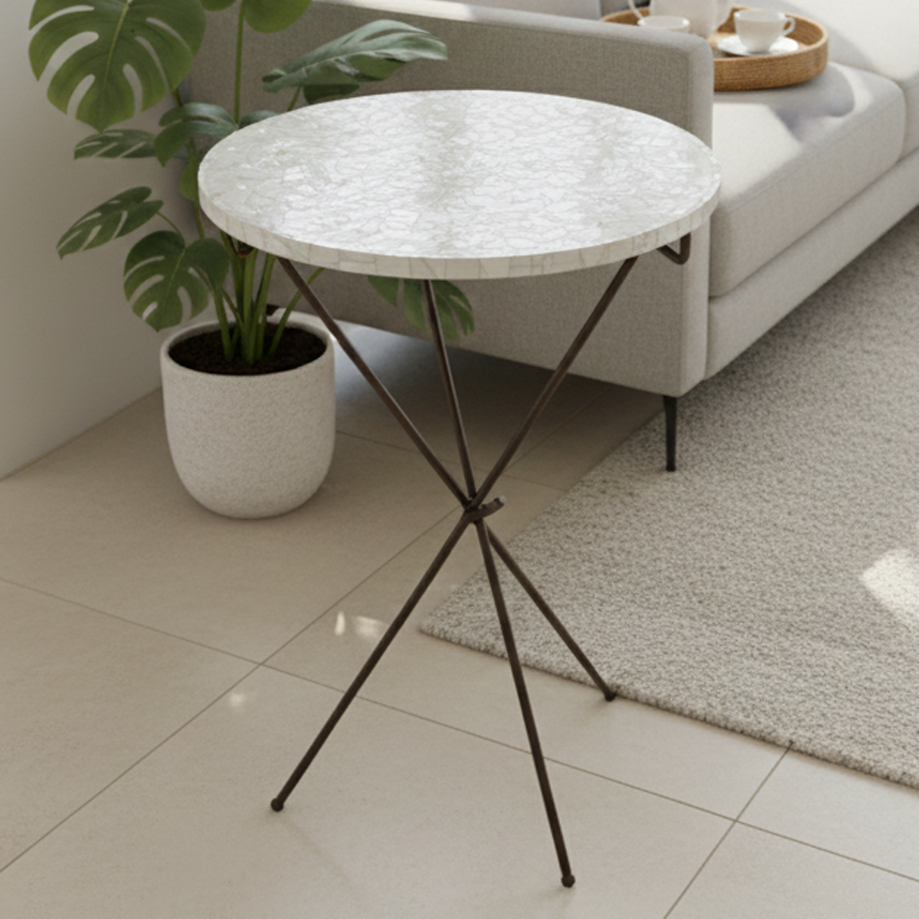 White on White MOP Peranakan Collapsible Flat Top Table (Small) – Pret