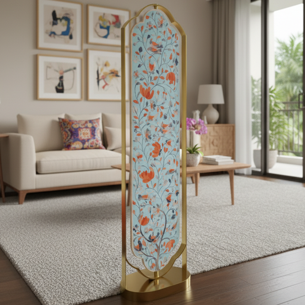 Turquoise Blue and Orange Peranakan Inlay Peranakan Floor Mirror (Small) – Pret