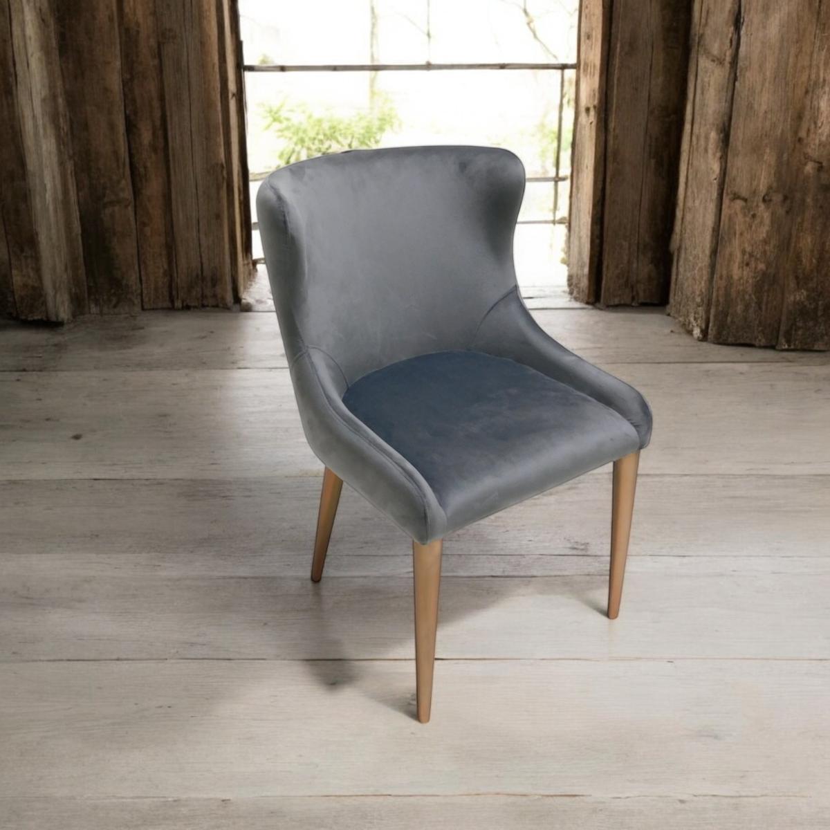 Retro Dining Chair - Grey Velvet