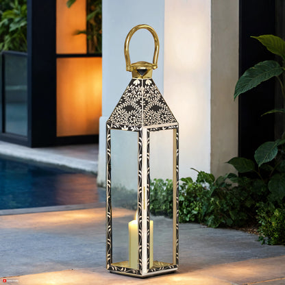 Tall Duxton Glass Indoor Decorative Lantern - ipse ipsa ipsum