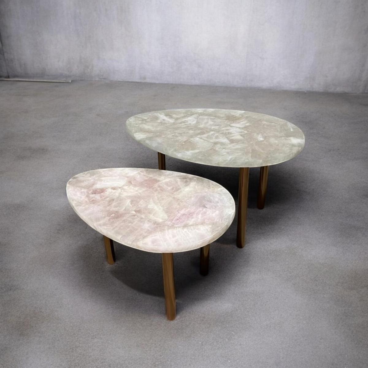 Tear Drop Coffee Table - Rose & Green Quartz