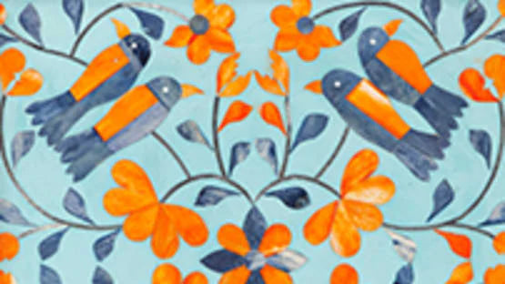 Turquoise Blue & Orange Peranakan Inlay