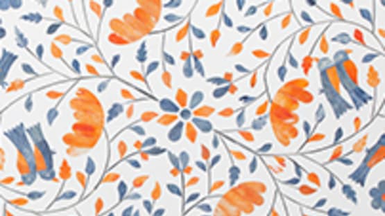 White Blue & Orange Peranakan Inlay