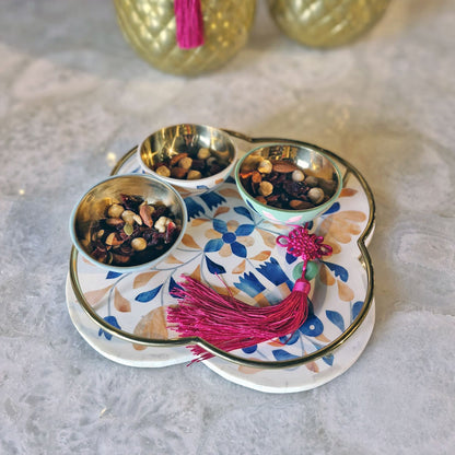 Peranakan Nut Bowls and Clover Tray Set