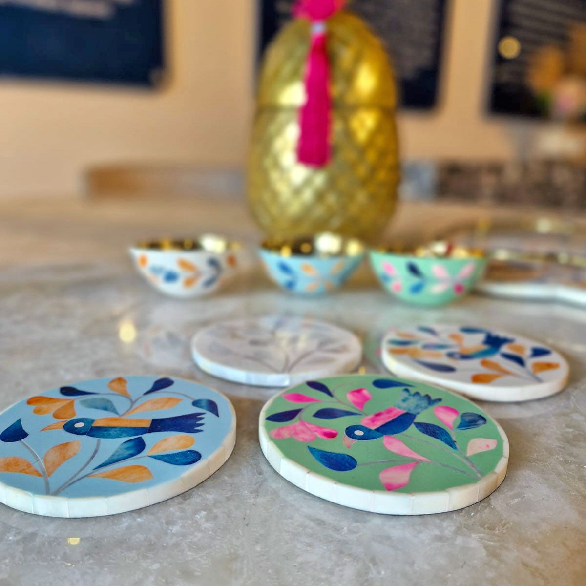 perankan bone inlay coasters - ipse ipsa ipsum