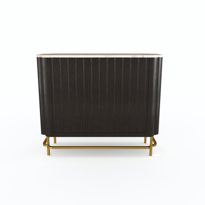Maharaja Tall With Marble Black Leather Sideboard - ipse ipsa ipsum
