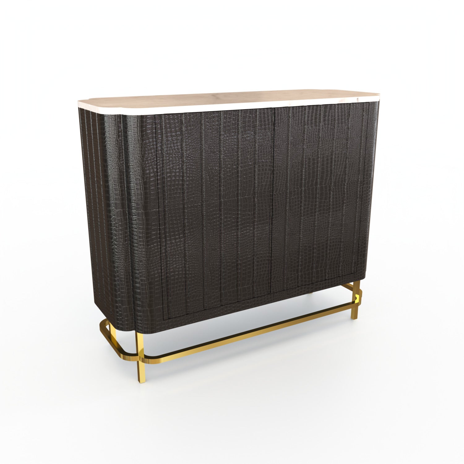 Maharaja Tall With Marble Black Leather Sideboard - ipse ipsa ipsum