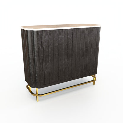 Maharaja Tall With Marble Black Leather Sideboard - ipse ipsa ipsum
