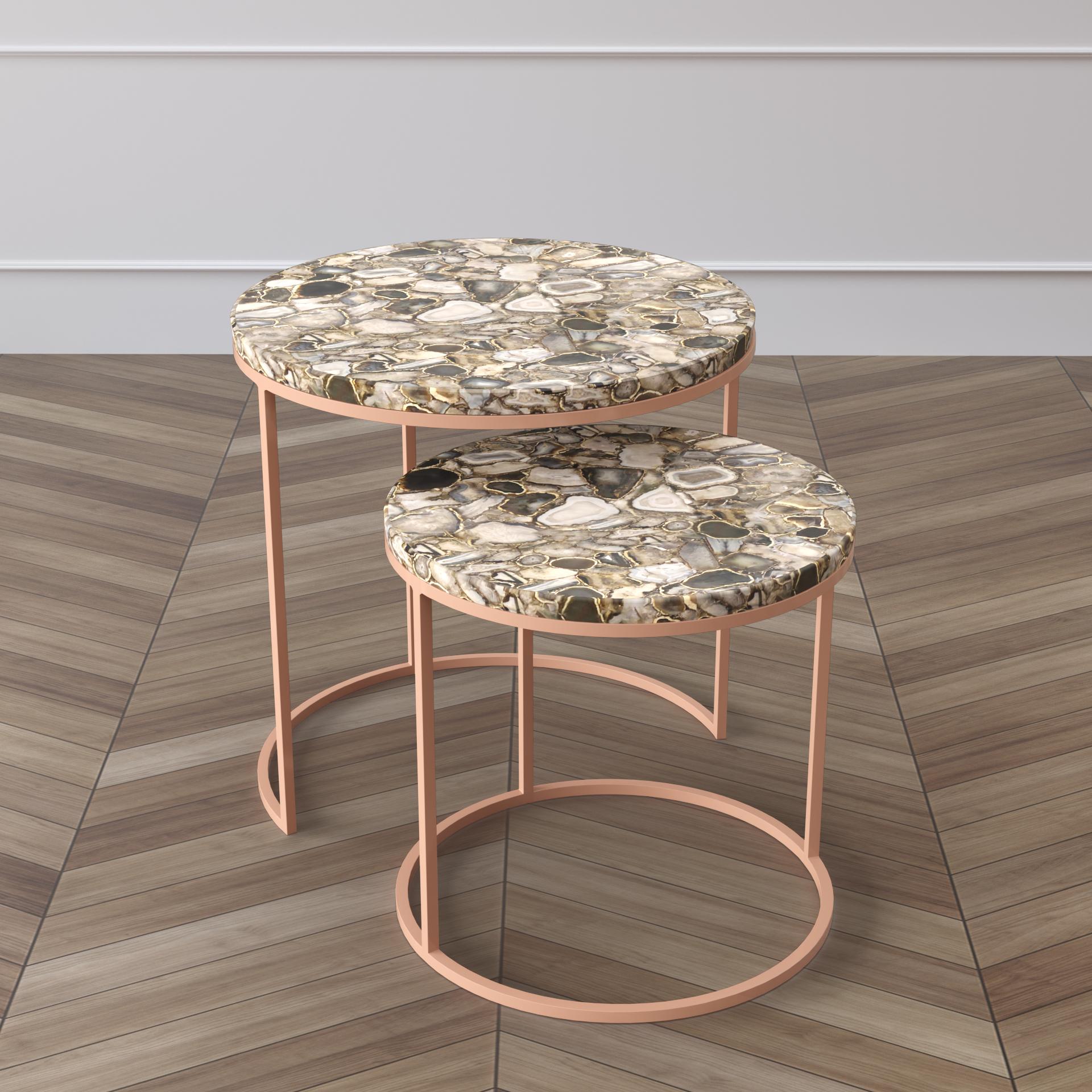 Sentosa Nesting Tables Antique Brass Polished Steel - ipse ipsa ipsum