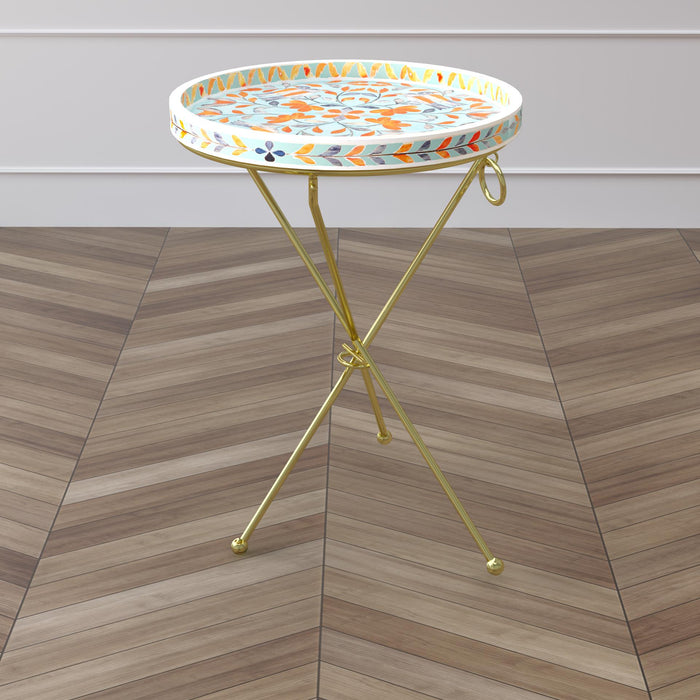 Large Peranakan Floral Bone Inlay Side Table - ipse ipsa ipsum