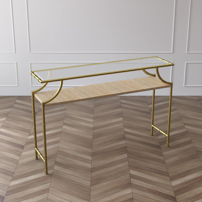 Stamford Rattan Glass Console Table - ipse ipsa ipsum